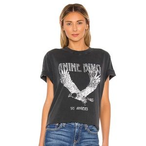 NWT Anine Bing Lili Washed Black Eagle Tee